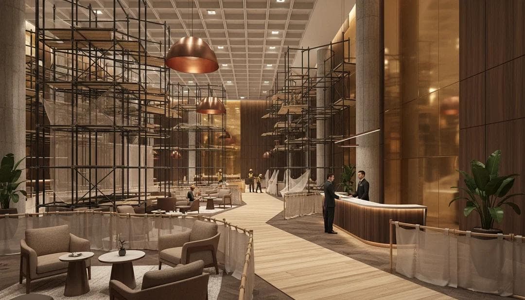 Renovation in an occupied hotel with guest areas protected